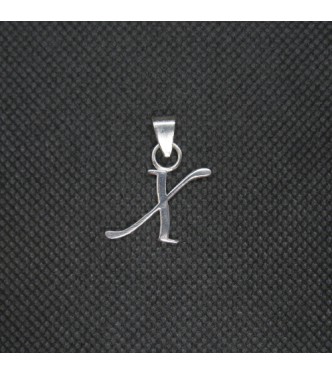 PE001445 Sterling Silver Pendant Charm Letter X Solid Genuine Hallmarked 925